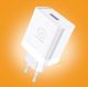 WUW-C230 quick charge fast Home  charger securely plugged into a standard home electrical wall socket