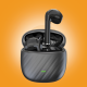 WUW-R178 black Hi-Fi true wireless earbuds with open textured charging case