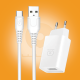 White fast wall charger adapter with detachable USB to Type-C charging cable