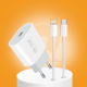 White 20W PD fast Home charger adapter shown with Type-C to Lightning cable