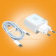 White 30W PD fast Home charger adapter shown with coiled Type-C to Type-C cable