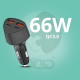 Ward 66W car charger super fast 4 ports dual PD and USB WD-C04 front view
