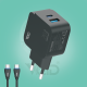 Ward 20W dual port fast home adapter with Type-C to Type-C cable WD-T11