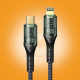 WUW-X186 20W Type-C to Lightning fast charging cable with transparent cyber connectors and braided jacket