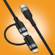 WUW-X194 2-in-1 cable showing Type-C and Lightning connector options
