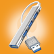 وصلة موزع USB ذكي 4 منافذ WUW-X235 بهيكل ألمنيوم فضي