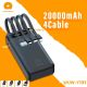 WUW-Y131 20000mAh power bank in matte black with 4 built-in cables and digital LED screen
