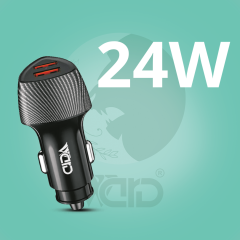 شاحن سيارة 24 واط بمنفذين USB-A شحن سريع