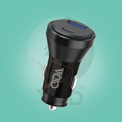 عظمة شاحن سيارة سريع 48 واط بمنفذين USB و Type-C PD موديل WD-C06