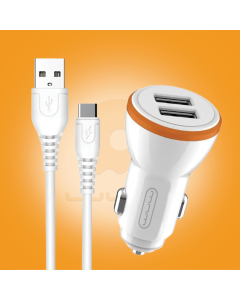 WUW-T71 Dual USB Fast Car Charger with Cable Set