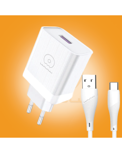 WUW-T95 18W Fast Wall Charger with USB Cable 