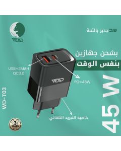 Ward 45W PD Dual Port Fast Home Adapter WD-T03