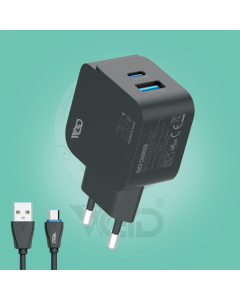 Ward 20W Dual Port Fast Home Adapter with Micro USB Cable WD-T08