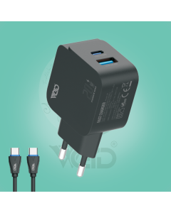 Ward 20W Dual Port Fast Home Adapter with Type-C to Type-C Cable WD-T11
