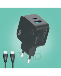 Ward 20W Dual Port Fast Home Adapter with Type-C to Lightning Cable WD-T12