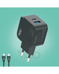 Ward 33W Dual Port Fast Home Adapter with Type-C to Lightning Cable WD-T17