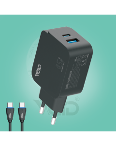 Ward 45W Super Fast Dual Port Home Adapter with Type-C to Type-C Cable WD-T19