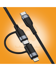 WUW-X194 66W 2-in-1 Fast Charging Braided Cable (Type-C & Lightning) - 1M