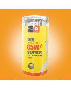 WUW-X221 Type-C to Type-C 65W PD Fast Charging Cable Cylinder Jar (30-Pack)