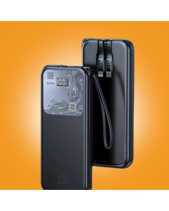 WUW-Y116 10000mAh Fast Charging Power Bank with Built-in Cables &  LED Display
