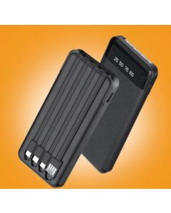 WUW-Y130 10000mAh 4-in-1 Fast Charging Power Bank with Built-in Cables & Digital LED Display