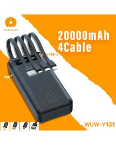 WUW-Y131 20000mAh Power Bank with 4 Built-in Cables & Digital LED Display