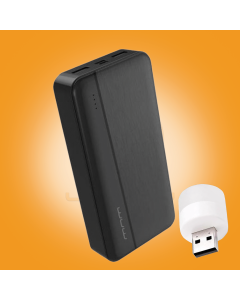 WUW-Y146 20000mAh Dual USB Fast Charging Power Bank with Plug-in USB LED Light